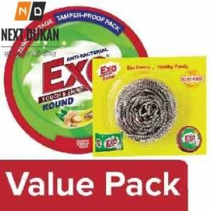 Exo | Dishwash Bar – Anti-Bacterial, Round 700 Gm + Safal Steel Scrubber