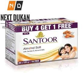 Santoor Sandal & Almond Milk Soap 125g (Buy 4 Get 1 Free)