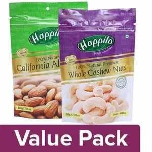 Happilo Almonds – 100% Natural Premium 200G + Cashews – Whole 200g