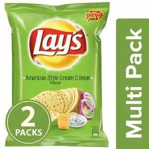 Lay’s American Style Potato Chips – Cream & Onion, 52g pack of 2