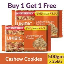UNIBIC Cashew BADAM Cookies 500g ( Pack of – 2 )