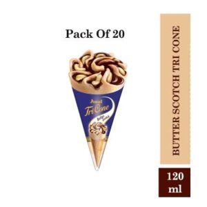 Amul Butter Scotch Tricone Ice Cream 120 ml, Pack Of 20