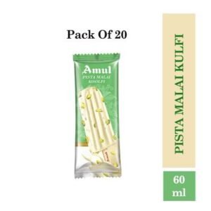 Amul Pista Malai Kulfi Sticks Ice Cream 60 Ml, Pack Of 20