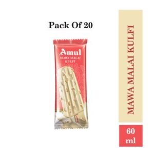 Amul Mawa Malai Kulfi Sticks Ice Cream 60 Ml, Pack Of 20